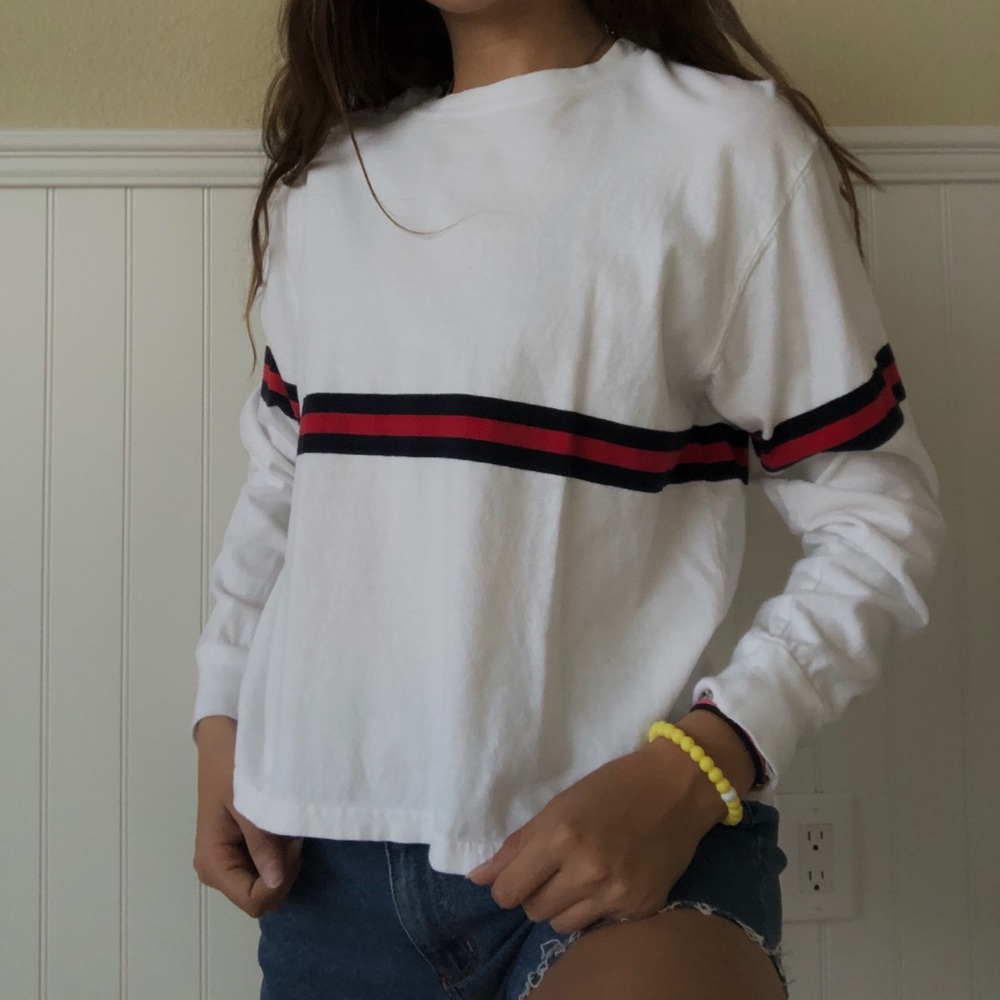 white t with stripes!